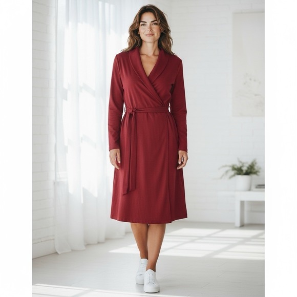 NEW! Frank & Eileen Willa Long Triple Fleece Wrap Dress Women's Size Large NEW! Frank & Eileen Willa Long Triple Fleece Wrap Dress Women's Size Large
